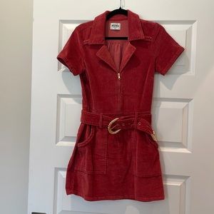 Show Me Your MuMu red/orange corduroy dress